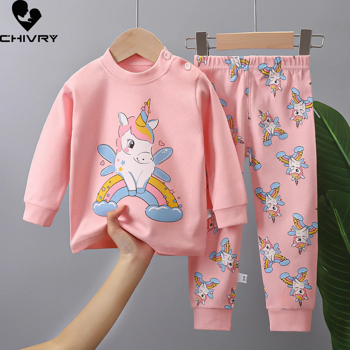 Kids Boys Girls Pajama Sets Cartoon Print Long Sleeve Cute T-Shirt Tops with Pants Toddler Baby Autumn Sleeping Clothes pajamas sets children pajamas kids clothes sets