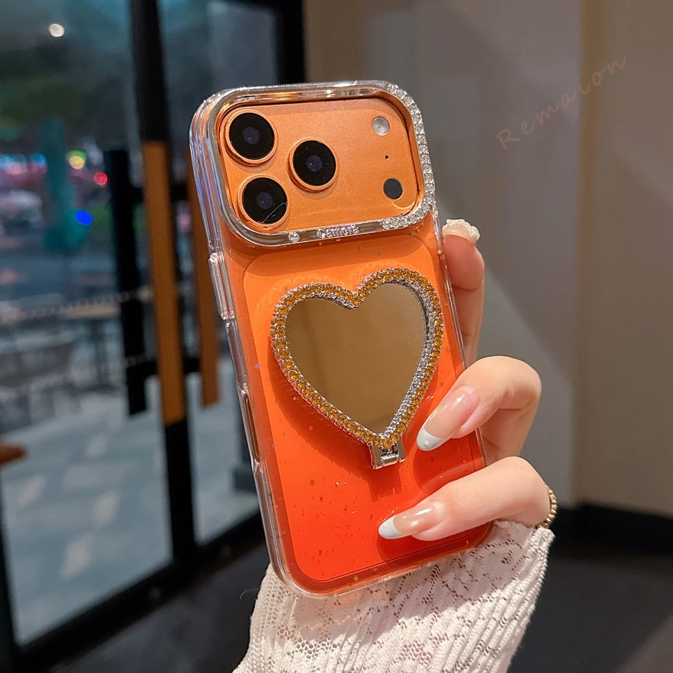 Glitter Heart Mirror Diamond Phone Case For Iphone Pro Max Cover_voghion.com