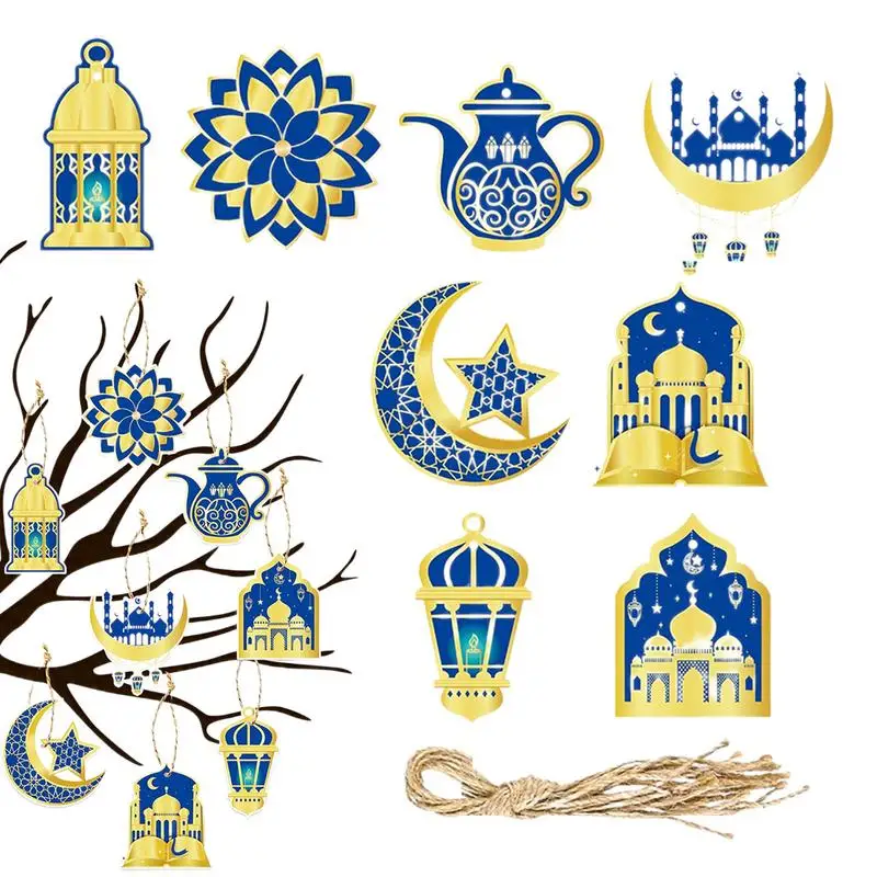 

Eid Hangings Decoration Castle Eid Party Ornament Moon Star Pendants 8pcs Moon Star Eid Al Fitr Wall Decoration Eid Paper