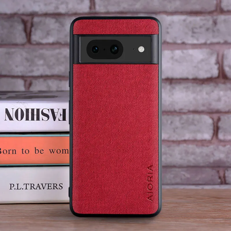 thumbnail image 1 of Luxury Textile Leather Case for Google Pixel 8 Pro 7 7A 6 6A 5 5A 4 XL 4A 5G Soft TPU with Hard PC 3in1 material Phone Cover, 1 of 5