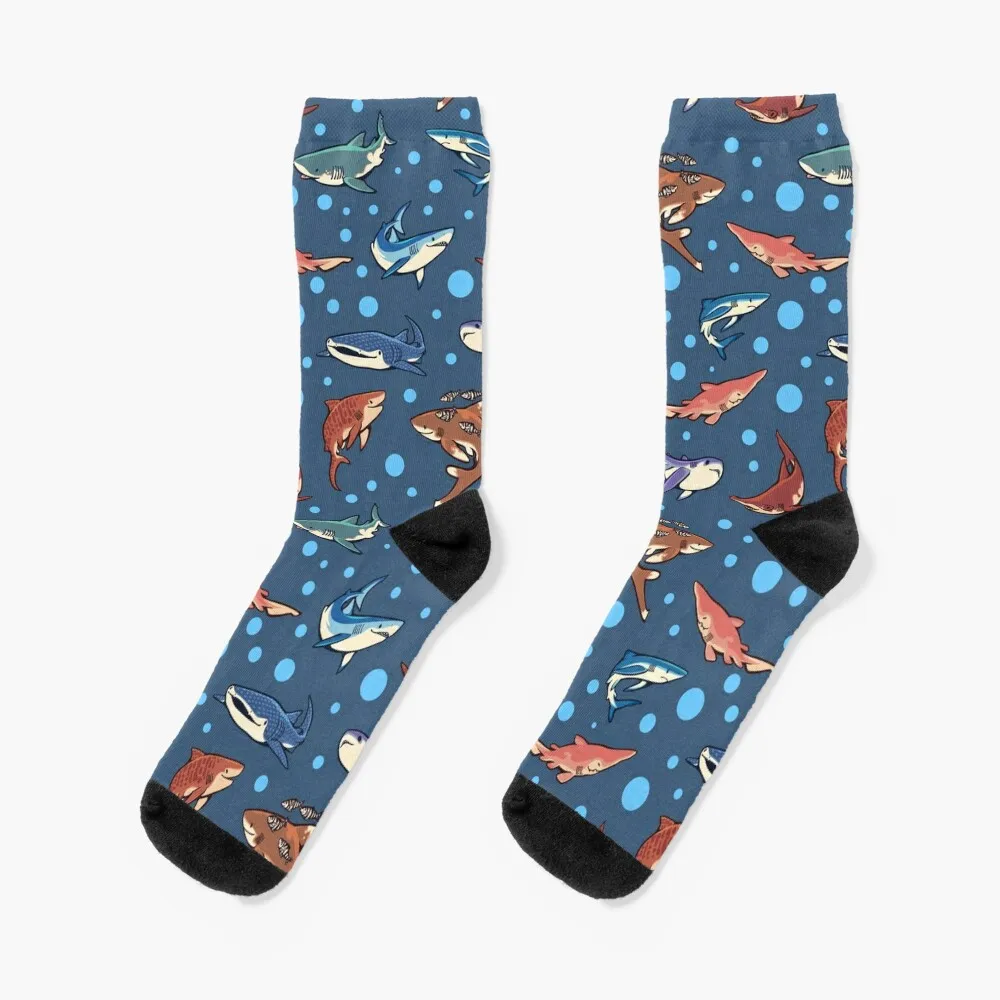 Sharks in the dark blue Socks Run golf Sports Socks Female Men's портативная акустика hoco hc13 sports blue 6931474769534