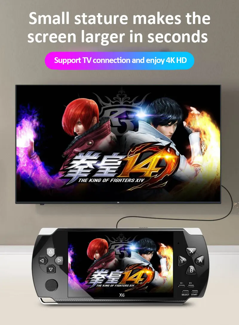 X6 Retro Video Game Console Portable Big Screen Handheld Build In 1500 Games Simulators Classic Mp3/mp4/Ebook TV Out Game Player