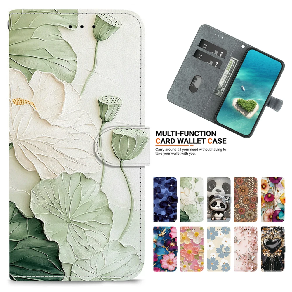 Patterned Leather Wallet Flip Case - Premium Phone Protection and Stylish Design