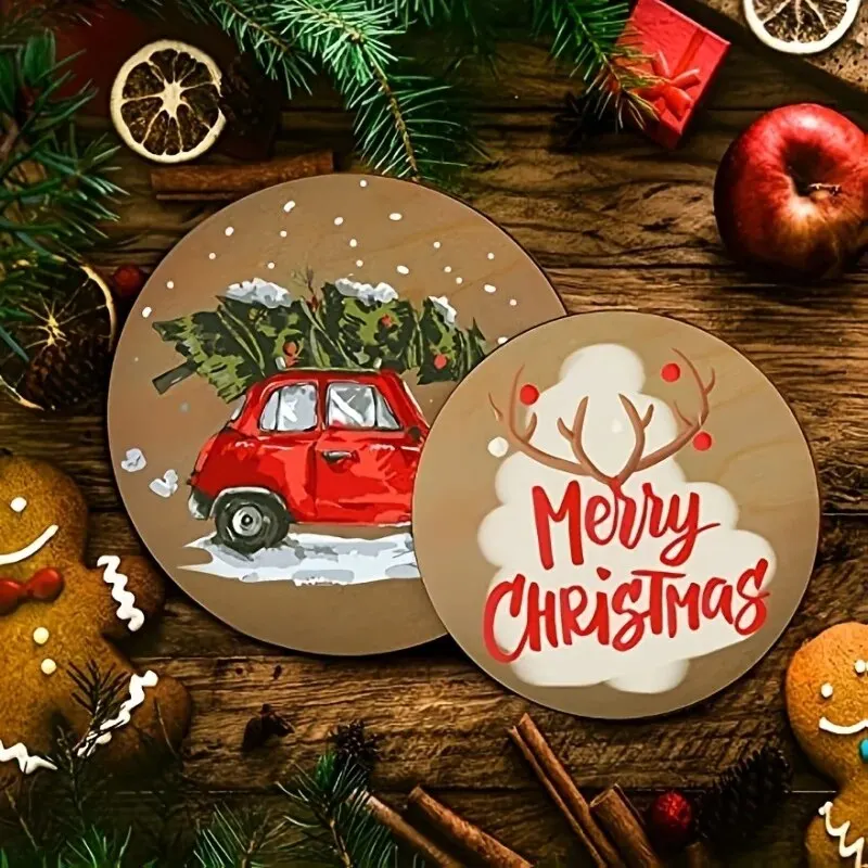 Wood Slices 5pcs 6 Inch/ 8 Inch Wooden Circles Round For Crafts Christmas Blank Slices Discs For DIY Hanging Ornaments Painting