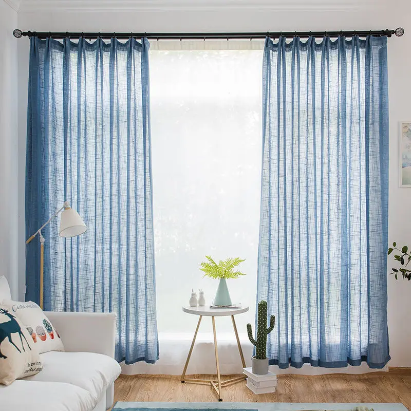 

Cotton Linen Textured Semi Sheer Curtain Burlap Curtains Light Filtering for Living Room & Bedroom Flax Rod Pockets Voile Drapes