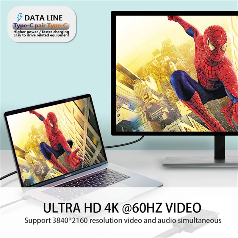 PD100W CŸ ͽټ ̺,   - USB C   ̺, 4K HD USB-C CŸ  ڵ ̾, 5A