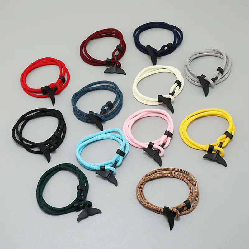 Simple new Milan Line Ocean Wind Whale Tail Bracelet Personality everything with the Year of your life couple woven red bracelet 2