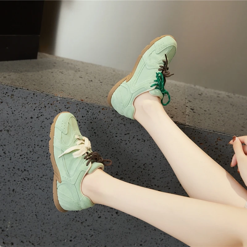 DIMANYU Genuine Leather Gump Shoes Women 2025 Spring Retro Lace-up Sneakers Female Casual Non-slip Women's Shoes women sneakers