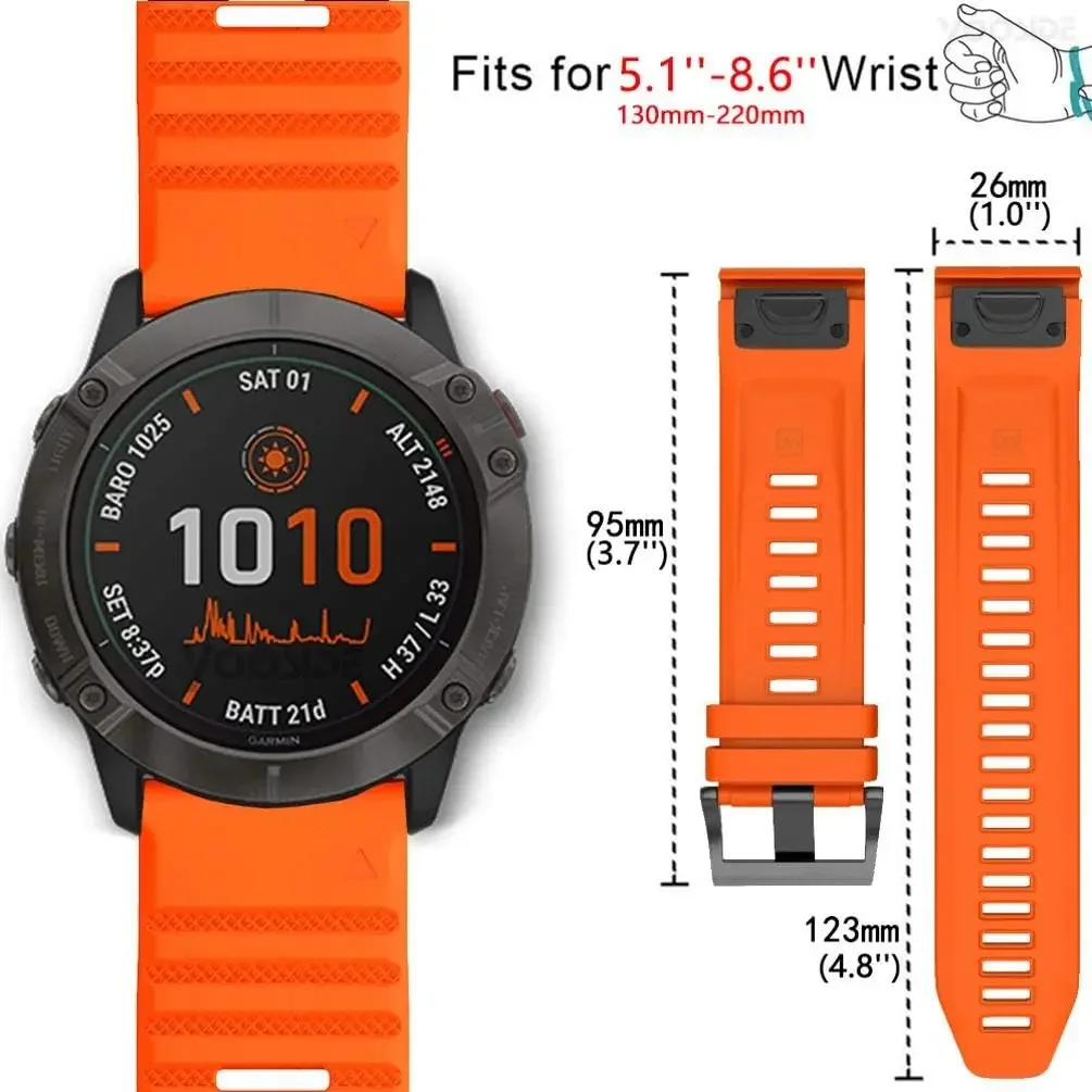 Premium Silicone Strap for Garmin Fenix - QuickFit 22/26mm Watchband