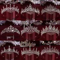 DIEZI Princess Silver Color White Crystal Tiara Crown Women Girls Birthday Party Dress Tiara Elegant Queen Bridal Accessories