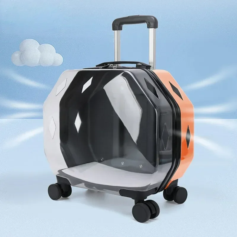 Portable Fashion Cat Trolley Case Dog Travel Transport Bag Transparent Wide View Handbag Outing Backpack Bubble Pet Box