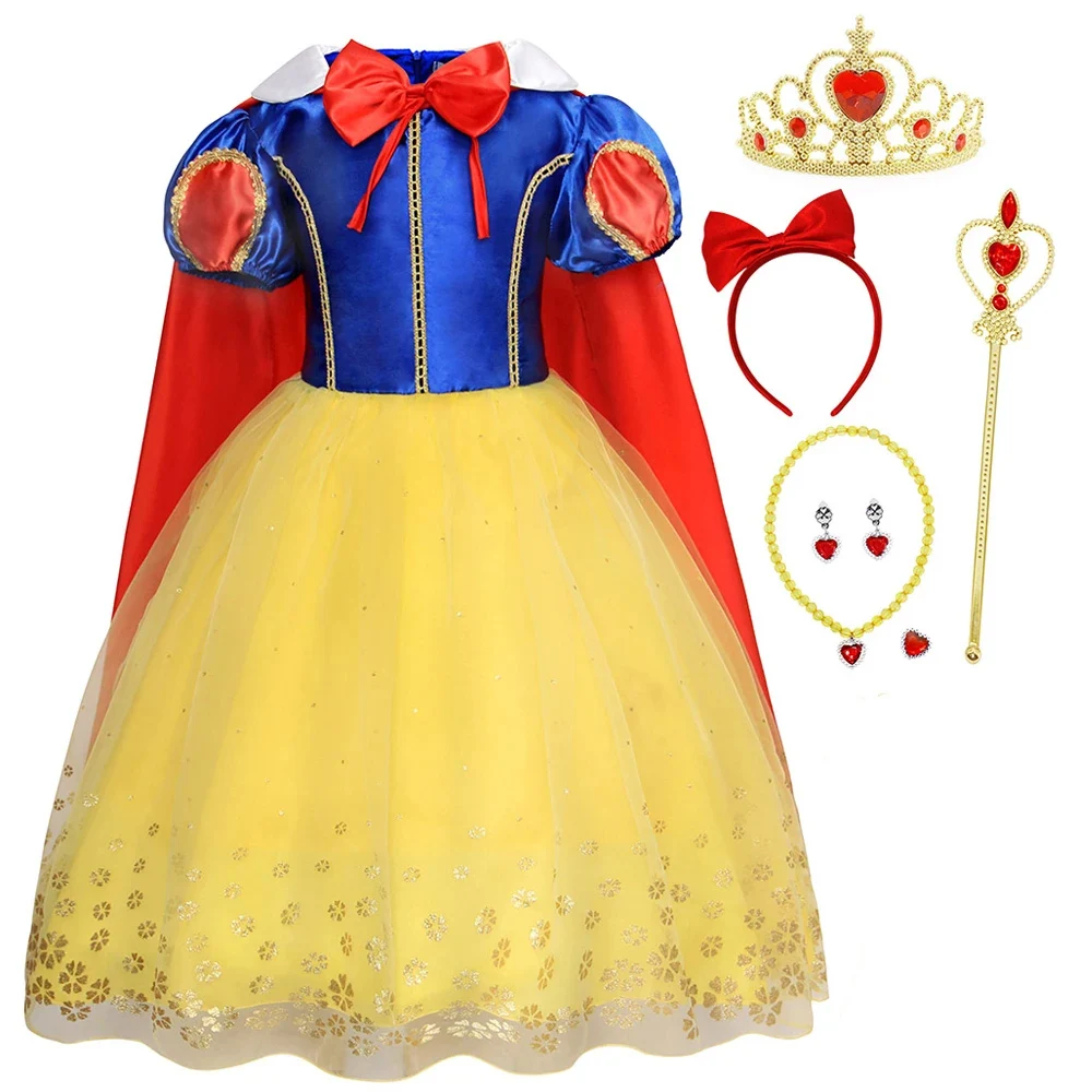 Jurepecia Costume Per Bambini Snow White Princess Costume Dress For Girls Birthday Theme Party Halloween Cosplay Outfits
