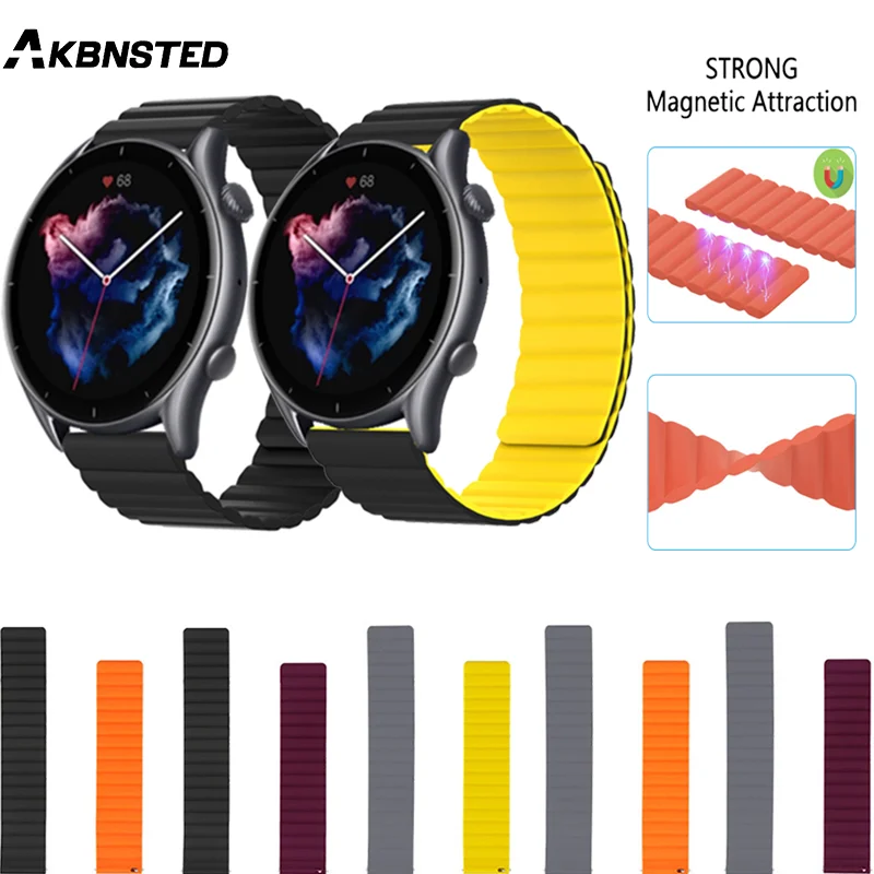 Cinturino Magnetico In Silicone Per Amazfit Gtr4 Gtr3 Gtr 3 Pro Cinturino Per Amazfit Gtr 47Mm/Gts4 Correa Per Amazfit Stratos3 2