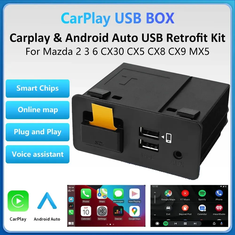 Carplay Ai Box Per Mazda 2 3 6 Cx30 Cx5 Cx8 Cx9 Mx5 Carplay Android Auto Usb Retrofit Kit Aggiornamento Schermo Originale Adattatore Usb