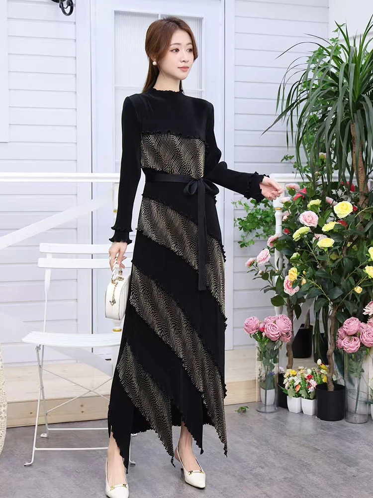LANMREM High End Irregular Ruffled Panelling Patchwork Design Women's Dress Loose Elastic Slimming Long Sleeve Dresses 2DB3394 - Image 6