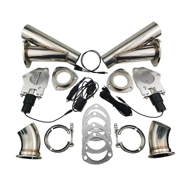 

Dyno 2.25" 2.5" 3 Inch 2xCut Out Remote Control/ Manual Switch Stainless Steel Y Headers Pair Electric Exhaust Cutout Pipe Kit
