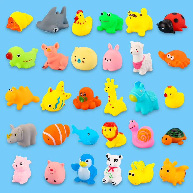 

Cute Animals Swimming Water Toys For Children Soft Rubber Float Squeeze Sound Squeaky Bathing Toy For Baby Bath Toys