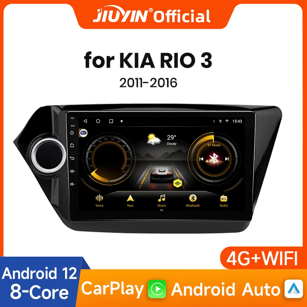 

JIUYIN AI Voice Wireless CarPlay Android Auto Radio for KIA RIO 3 2011 2012-2016 4G Car Multimedia GPS 2din autoradio