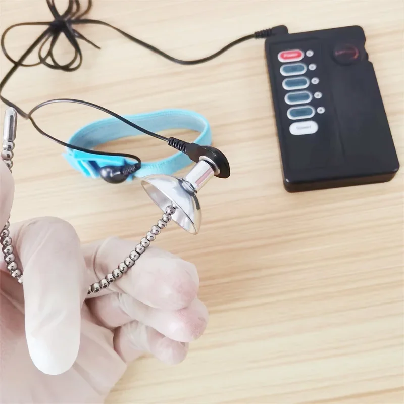 Stainless Steel Penis Plug Conductive Fiber Cock Ring Electric Shock Sex Toys for Men Horse Eye Massage Urethral Sounding