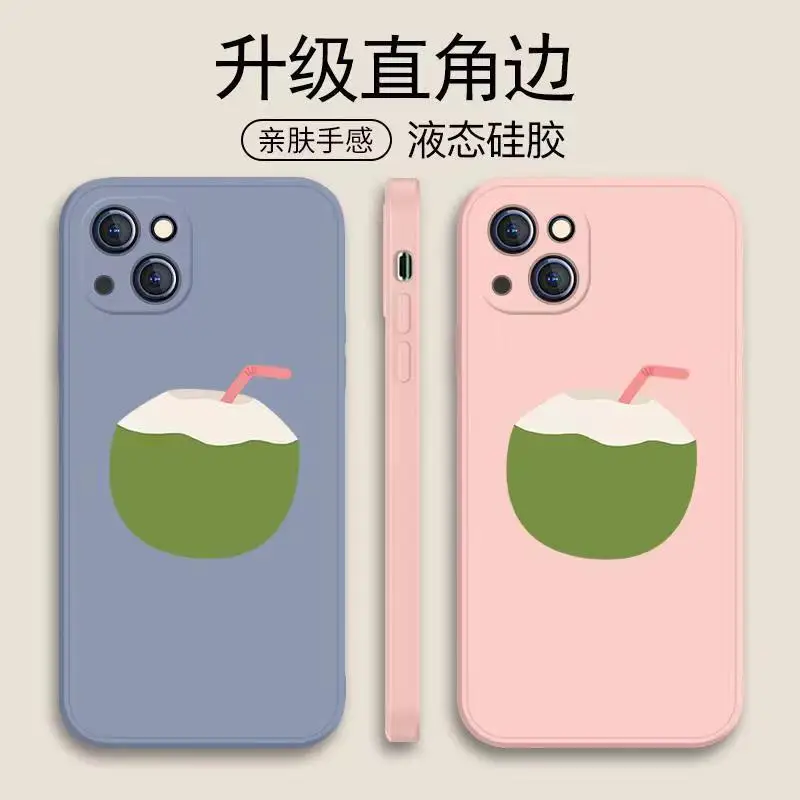 

Summer Coconut Case For iPhone 13 Case Silicon For iPhone 11 12 13 Pro Max XR 7 8 11 Pro X XS Max Plus Mini Phone Cover