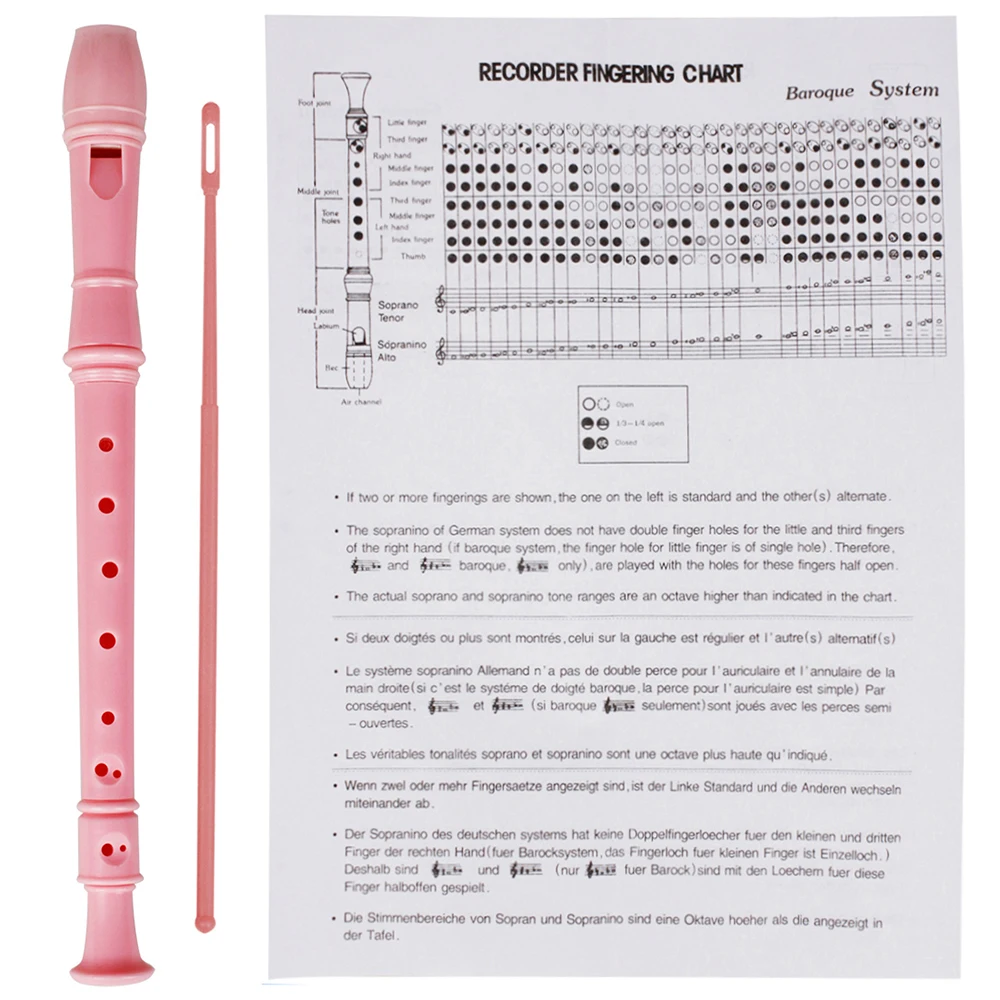 6/8 Hole Long Flute Clarinet ABS Musical Instrument Music Education with Cleaning Stick for Children Kids for Beginner