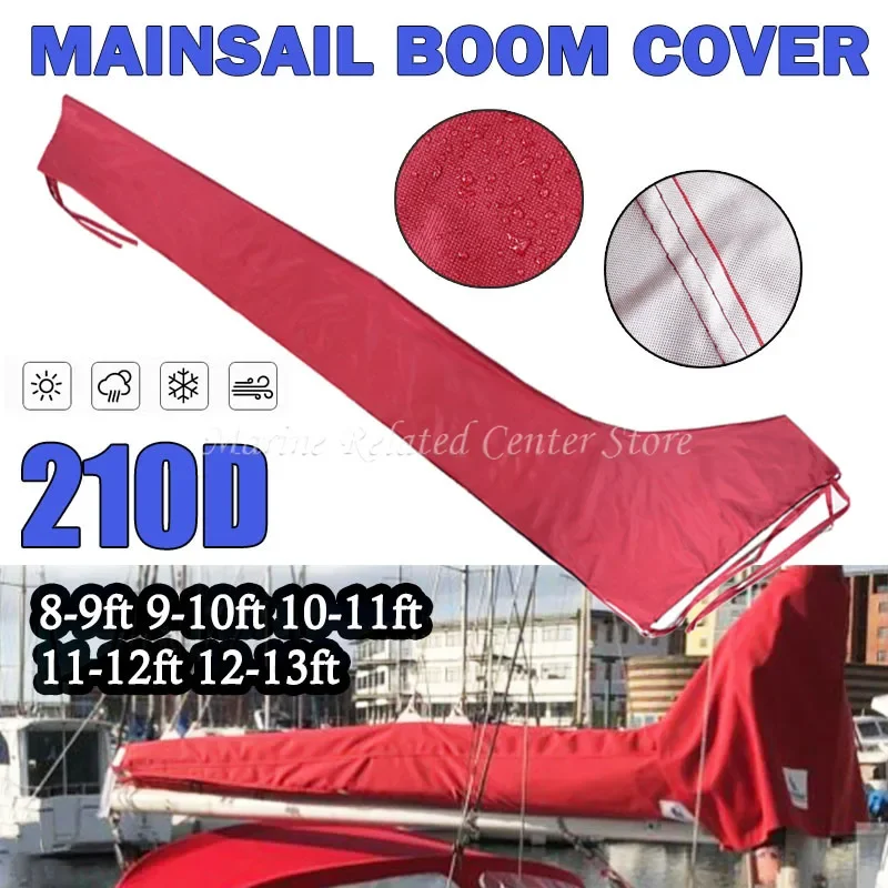 Boat Cover boat cover fishing boat cover Red Mainsail Boom Cover, Boat Sail Cover, 210D For 8-13Ft Waterproof Anti UV Sunshade Dustproof Boom Sail Cover Boat Cover