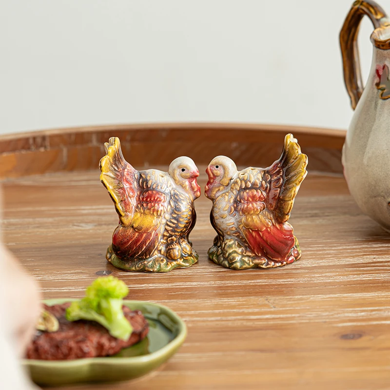 Cute Cartoon Ceramic Panda Turkey Seasoning Jar Restaurant Pepper Powder Jar Pepper Salt Kitchen Utensils Restaurant Utensil