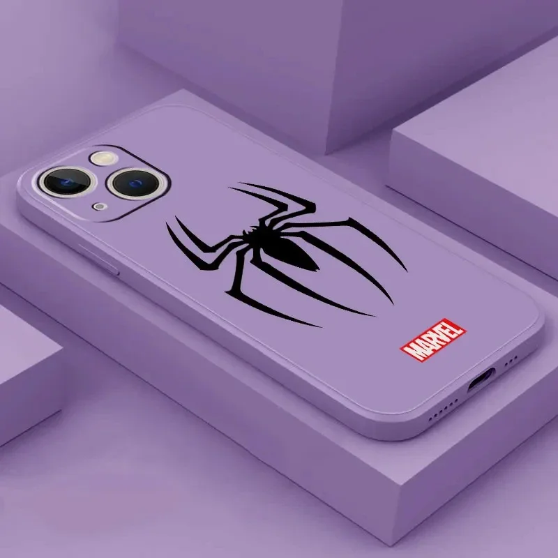 thumbnail image 1 of Soft Back Liquid Case for Apple iPhone 15 Pro Max 12 11 7 6S Plus 13 Mini SE 14 Pro Max XR XS X 8 Marvel Venom Spiderman Coque, 1 of 5