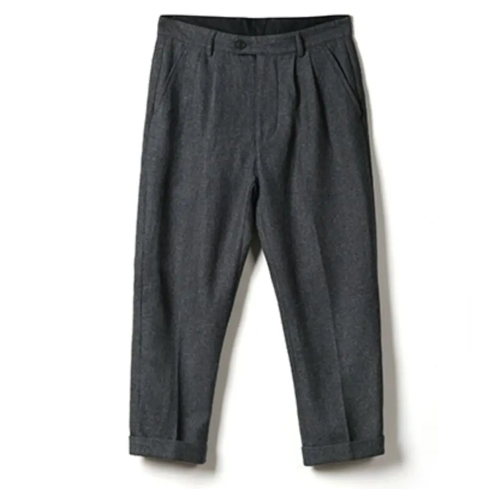 

Pants Men's Wool Blend Ankle-length Loose Straight Trousers Smart Business Vintage Gentlemen Slacks UK Fashion Streetwear