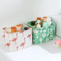 Foldable Storage Box Dormitory Sundries Storage Box Household Cotton Linen Fabric Desktop Storage Basket Cosmetic Organizer 4