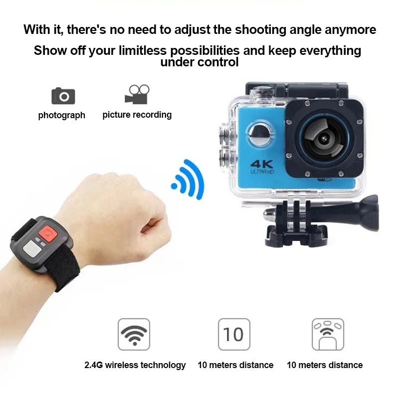 Waterproof Sports Camera HD 1080P 30FPS Mini Model 2.0inch Screen Underwater 30m Shooting Mini Camera Outdoor Kit Loop Recording