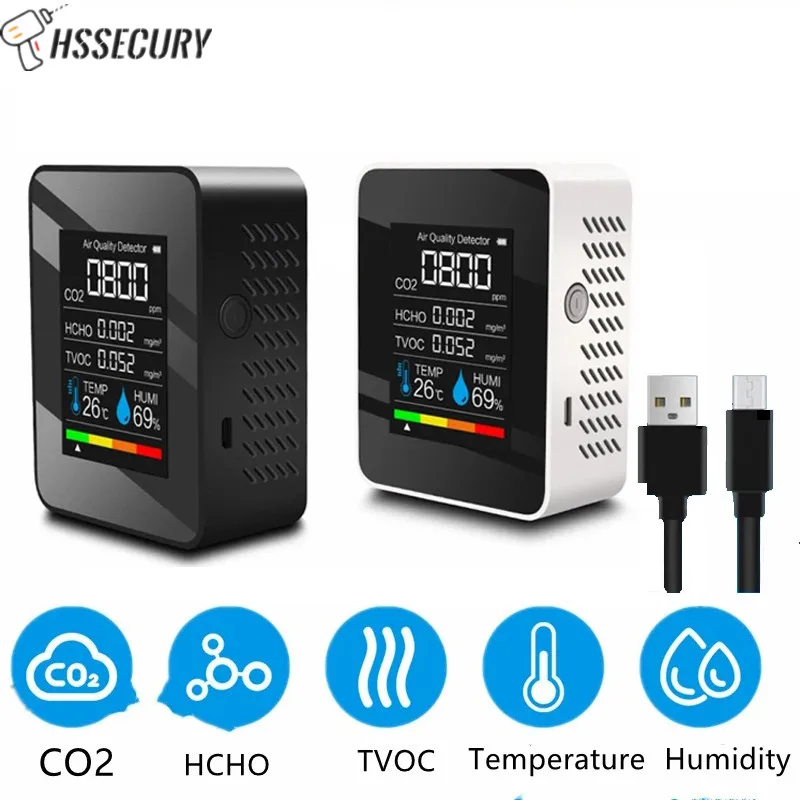 5 In 1 CO2 Digital Meter Air Quality Detector Tester Digital Air