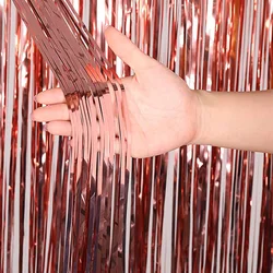 Matte Foil Tassel Fringe Curtain for Celebrations and Events (Glossy rose gold)