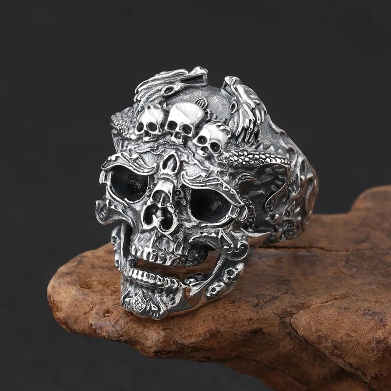 Gothic Punk Ring for Men Retro Skeleton Devil Skull Adjustable finger rings,fashion ring,metal rings,punk rings