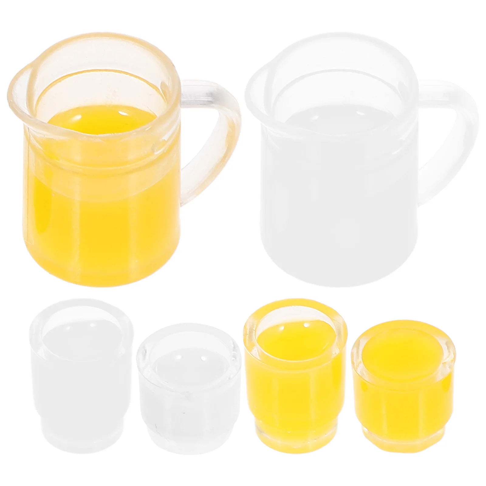 

2 Sets Miniature Milk Pitcher House Cup Orange Juice Water Kettle Plastic Drinking Glasses