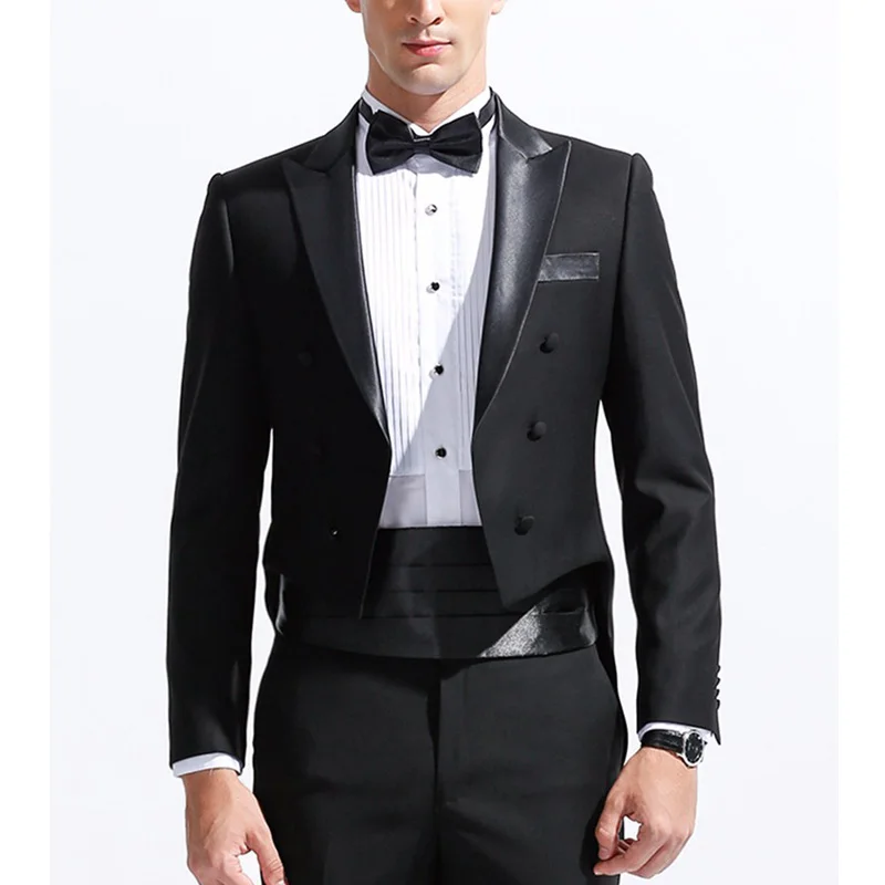 

Black Wedding Man Tail Coat 2 Piece Double Breasted Male Fashion Suits with Peaked Lapel Custom Jacket Pants 2023