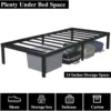 16 inch twin bed frame without box spring, metal platform, with 14 inch storage space, 2500 pound steel bar support, black 6
