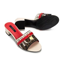 Sandales Talon Coin 2025 Rouge Marron Beige Été Style Rétro Bicolore Lanières Croisées pour Femme Vacances Trajet Travail Semelle Vague 4