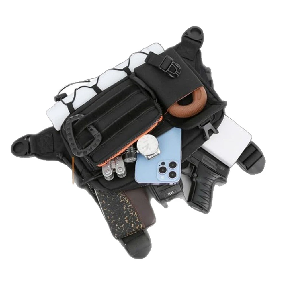 Outdoor Cycling Chest Bag Large Capacity Multifunctional Vest Chest Bag Adjustable Strap Nylon Hunt Vest Bag Work Backpack