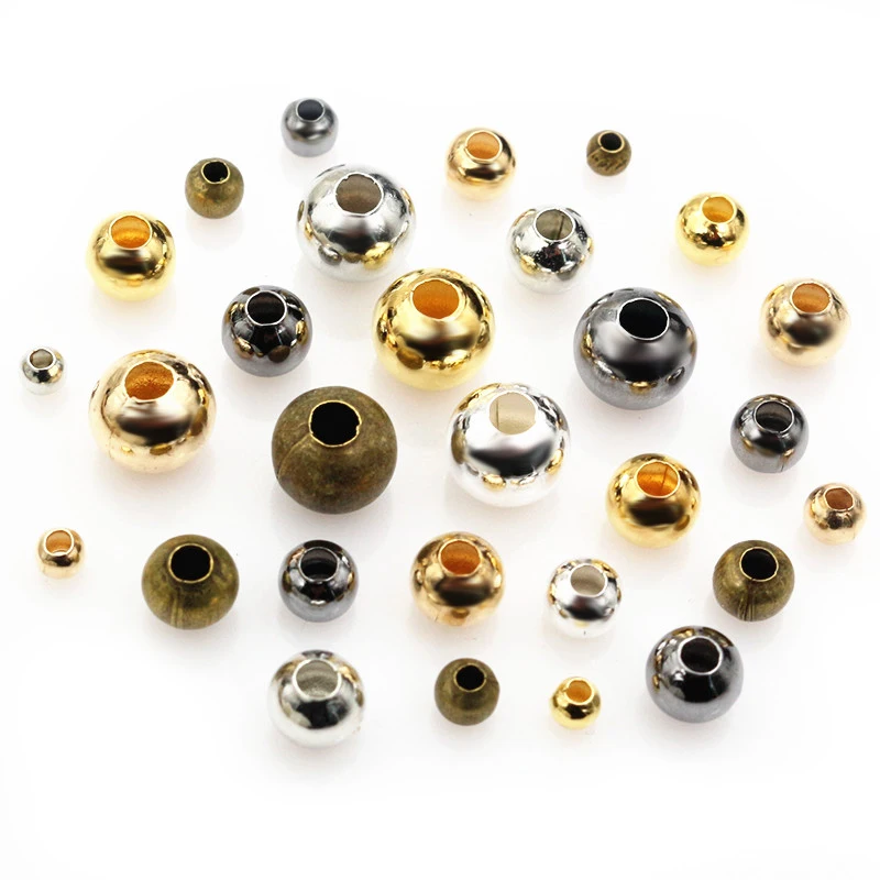 50-500 teile/los 2-8mm Gold Silber Farbe Runde Absperr perlen Kugel Ende Samen Metall Perlen für DIY Schmuck Herstellung Ergebnisse Zubehör