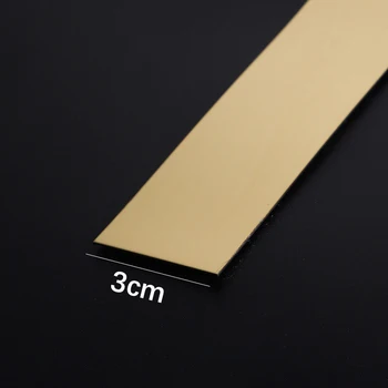 5/10 เมตรสติ๊กเกอร์ติดผนังสแตนเลสสตีลแบน Self Adhesive ห้องนั่งเล่นตกแต่งกระจกสําหรับ Home Wall EDGE Strip 33