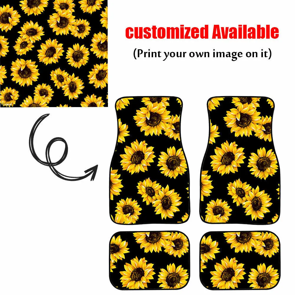 

Универсальный резиновый коврик для автомобиля, комплект из 4 толстых прочных мягких удобных ковриков с подсолнухом для автомобиля