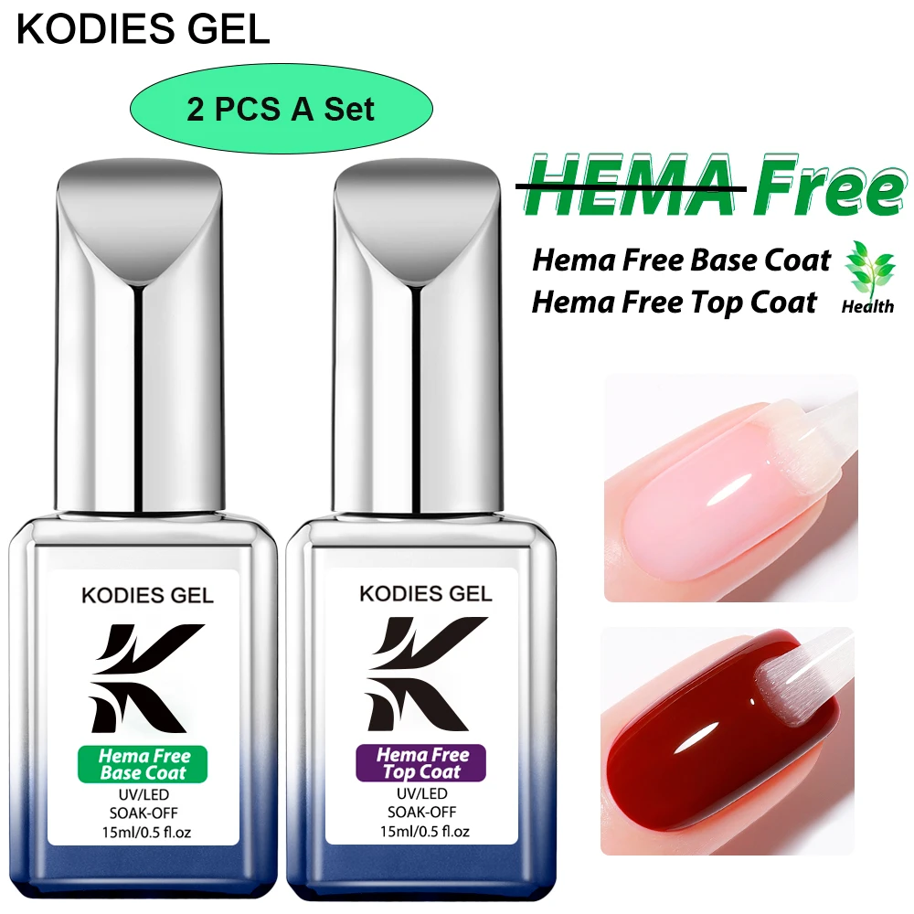 Nail Art Set KODIES GEL 2 PCS/Set Gel Nail Polish Base Coat Top Coat Kit