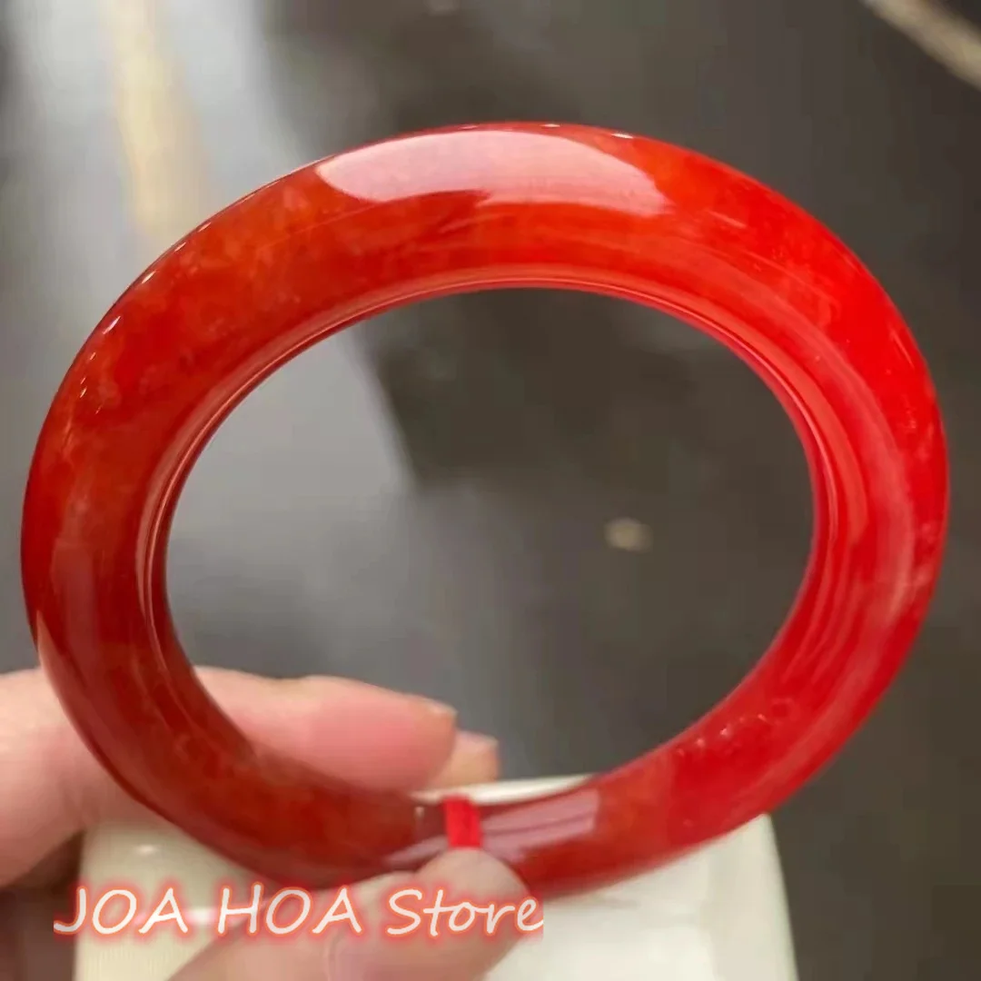 New Natural Burma Jadeite Red Round Bar Bracelet Fashion Atmosphere Jewelry Fine Bangle Top Lucky Handring Hand Hewel