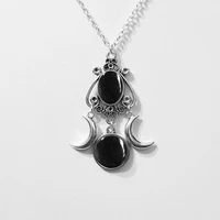 Collier pendentif Triple lune noir/rouge/violet, bijoux à la mode 2