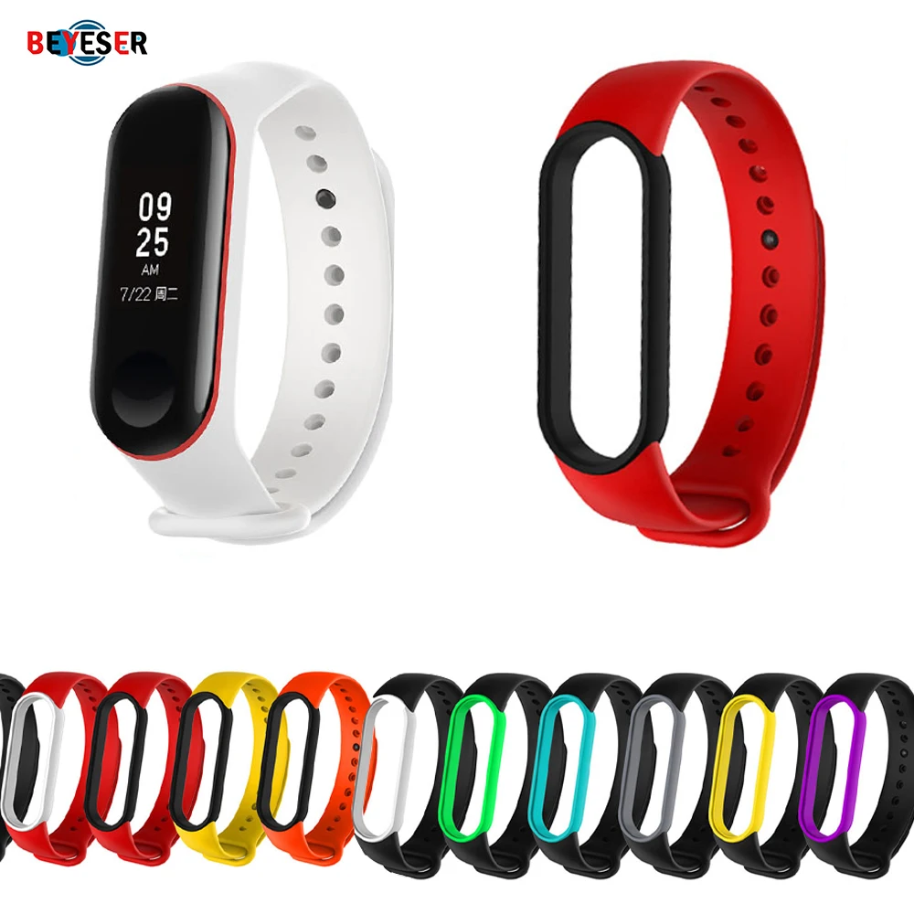 

Спортивный ремешок, браслет для смарт-часов Xiaomi Mi Band 5, двухцветный сменный модный браслет, мягкий силиконовый ремешок для часов