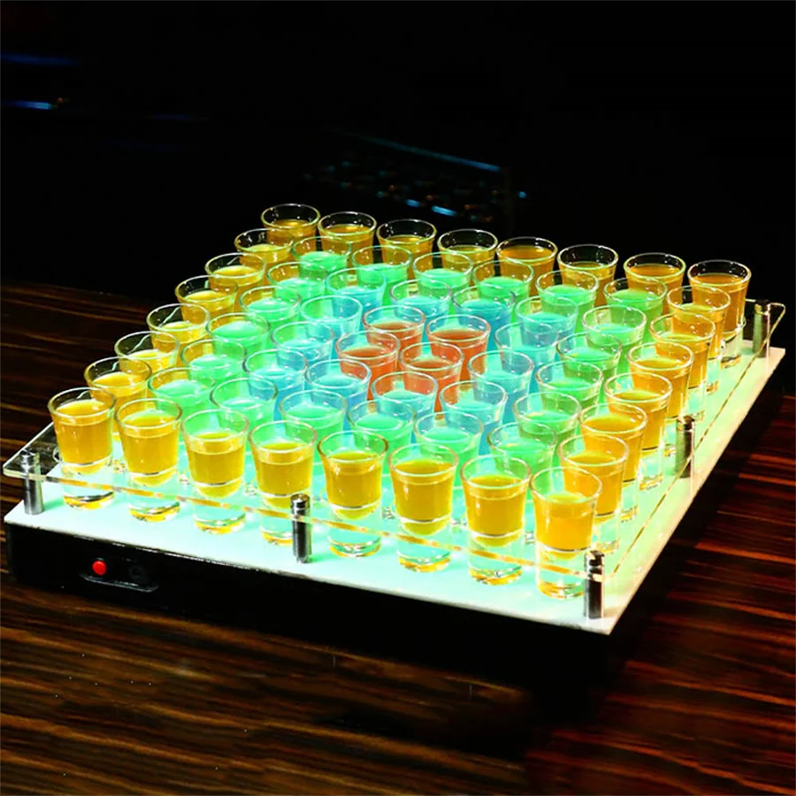 

Rechargeable 100 Holes LED Shot Glass Display Stand Luminous LED Shot glass led shot cup holder Wine Rack cocktail Cup Holder