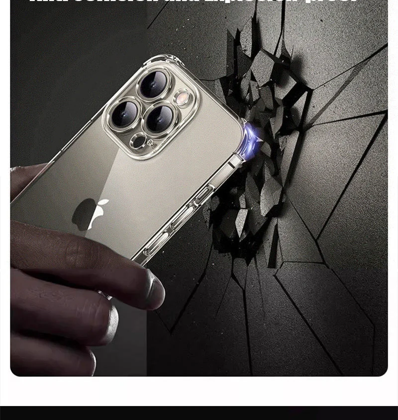 Transparente Silikon-Handyhülle für iPhone 16 17 15 11 12 13 Pro Max 14 7 8 Plus 12 Mini X Xs Xr 16E 17 Air Durchsichtige TPU Weiche Schutzhülle – Detail 4