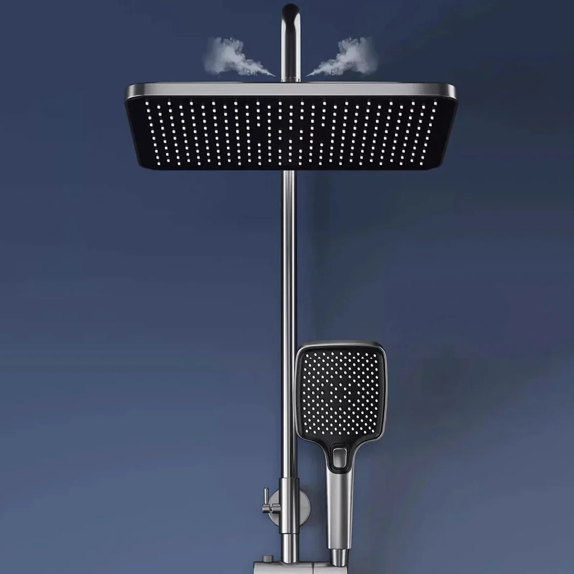 SDSN Digital Piano Shower Set Hot Cold Bathroom Mixer Faucet 12 Inch Rain Shower Head Grey Piano Digital Bathrooom Shower System 6