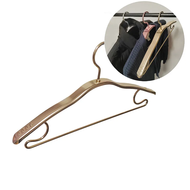 

10pcs Wide Shoulder Hanger Heavy Duty Gold Anodized Aluminum Alloy Home Closet Organizer Durable Non Corrosive 110g
